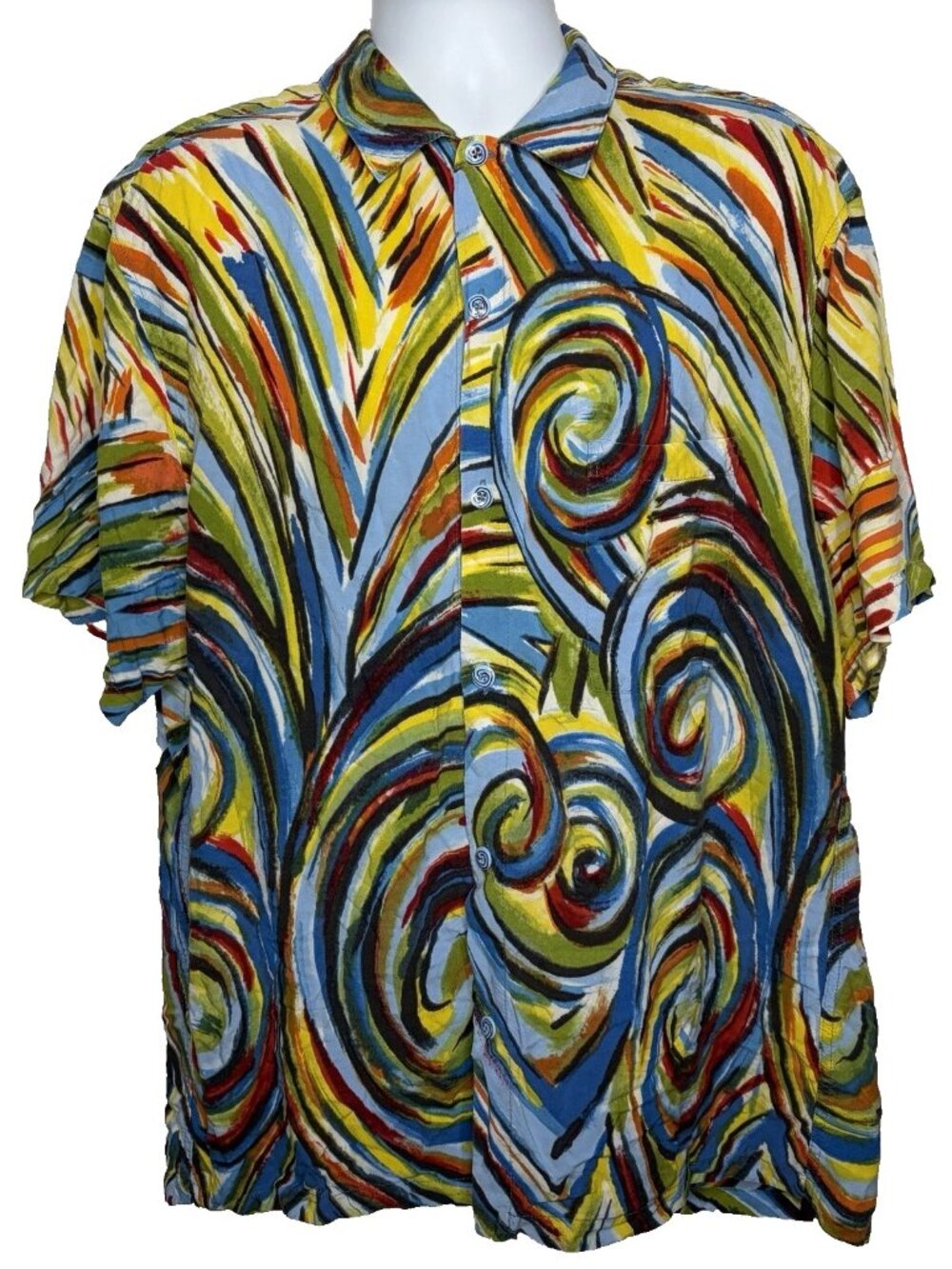 Vintage 90s Jams World Hawaiian Shirt Size XL Whirly Pop Abstract Psychedelic